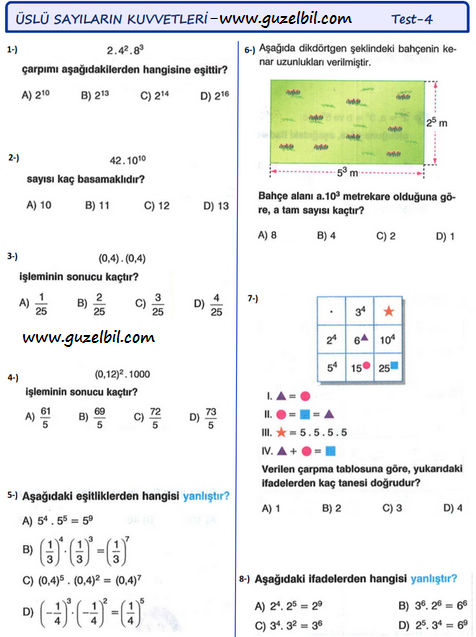 ÜSLÜ SAYI TEST