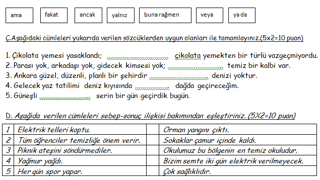 İlkokul 4 Sınıf Türkçe Dersi 1 Dönem