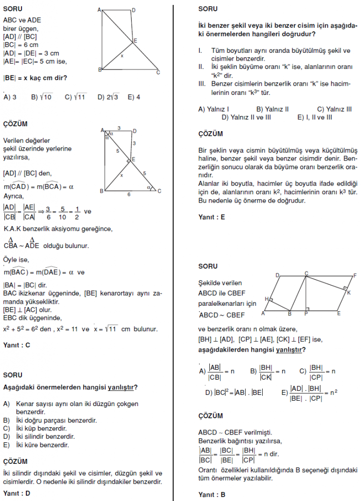 Ygs Geometri Çözümlü Test Soruları Ve Cevapları Hazırlık Çalışması
