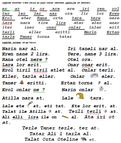 R sesi kelime cümle etkinliği kırösü 3 grup harfler r harfi ilkokuma yazma çalışması 24