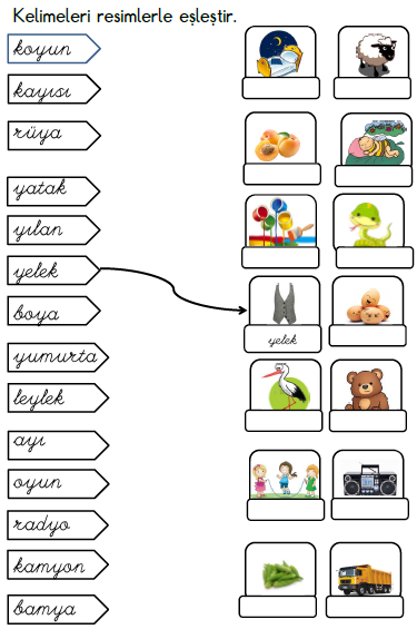 Y sesi kelime çalışması 1.sınıf 4.grup