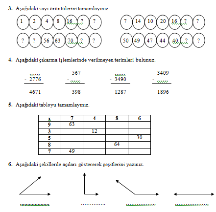 4. sınıf matematik genel değerlendirme