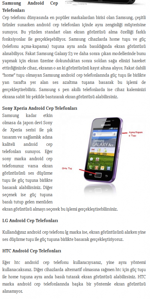 Android Cep Telefonlarda Ekran Görüntüsü Nasıl Alınır çalışması
