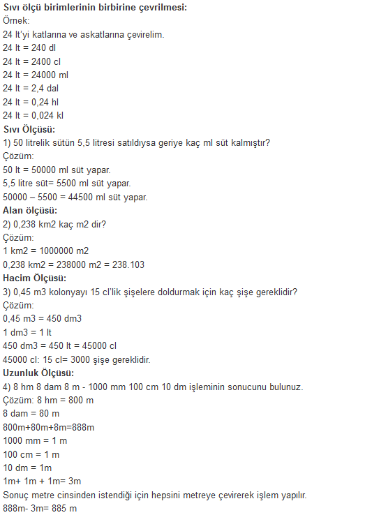 Ölçü Birimleri Nelerdir Konu Anlatımı 2017