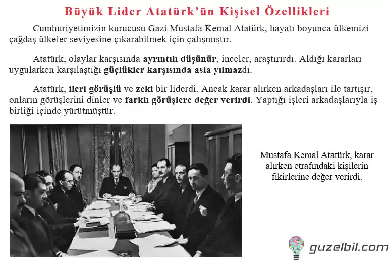 3.Sınıf Hayat Bilgisi Atatürk'ün Kişilik Özellikleri Konu Anlatımı
