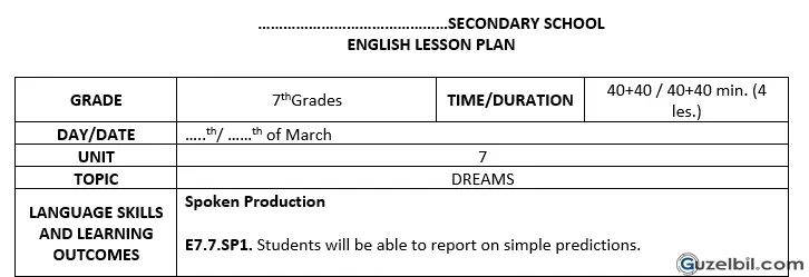 7.Sınıf İngilizce 24.Hafta Günlük Plan