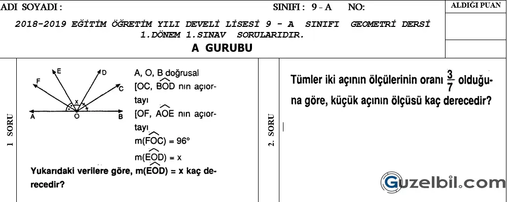 Geometri 9.sınıf 1.dönem 1.yazılı soruları 5